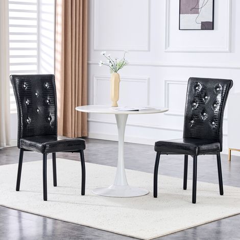 Lot de 2 chaises de espace repas vintage simili cuir crocodile design élégant et mystérieux pour maison chic. fermoir cristal (1/5)