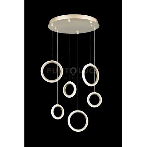 SOSPENSIONE 6 LUCI PINTA ORO LED 3000K 2520LM 42W DIMMERABILE SENZA VETRO DIMMERABILE