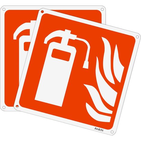 2pcs Panneau extincteur Panneau d'angle extincteur Panneau de protection incendie en aluminium Panneau d'avertissement en aluminium sûr 20x20cm (1/5)
