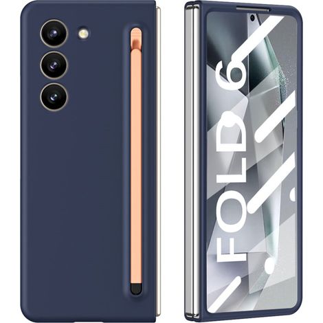 Custodia per Samsung Galaxy Z Fold6 5G con vetro e stilo, blu navy/rosa (1/5)
