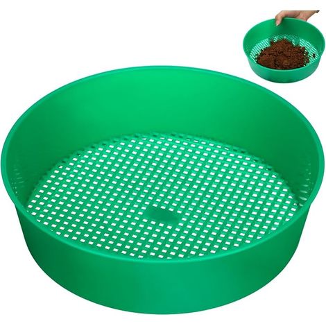 Set of 2 Plastic Garden Sieve Mesh for Compost and Soil Lightweight Tool for Filtering Gravel and Small Debris 8.07 X 8.07 X 2.36 in for Balcony, Garden, Park (1/5)