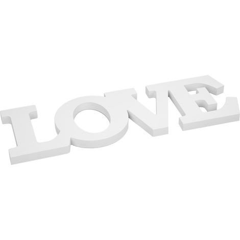 Weißes Holzschild „Love“, einteilig, exquisite und wunderschöne Holzbuchstaben als Dekoration für Hochzeitsfeiern (1/5)