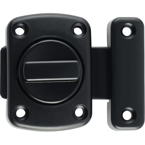 Pestillo deslizante para puerta, herraje giratorio de doble cara, apto para cajas de almacenamiento, armarios y puertas de estantes, color negro - 2 piezas (1/5)