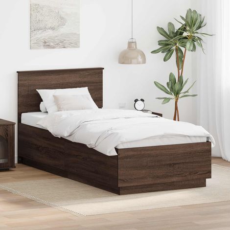 vidaXL Struttura del letto con testiera Rovere Marrone 70 x 190 cm