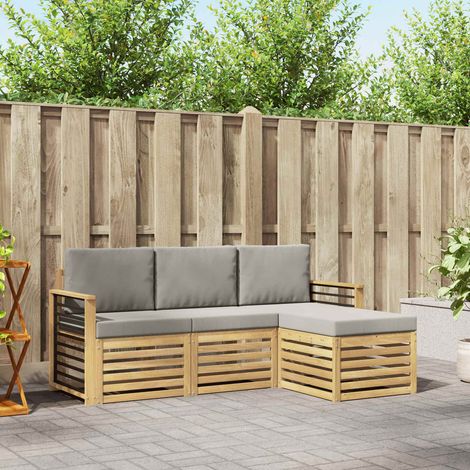vidaXL Outdoor-Sofagarnitur 4 pcs Weiß und Hellgrau (1/5)