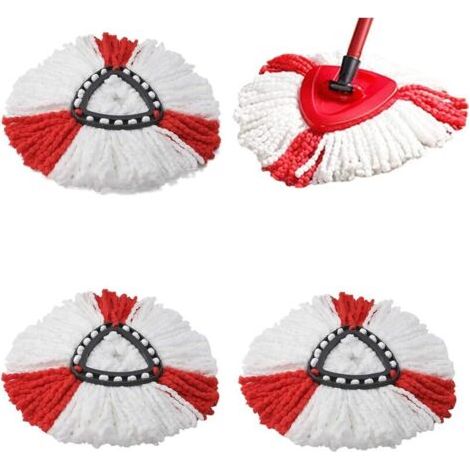 Lot de 4 têtes de balai compatibles avec les recharges Vileda, O-Cedar et Easy-Clean, têtes de rechange pour balai à poussière, forme triangulaire, pour le nettoyage des sols (1/4)