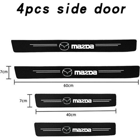 (4 pièces pour Mazda) Protections de seuil de porte en fibre de carbone, autocollantes, compatibles avec Mazda 3 bk bl 323, Axela, Atenza, CX-3, CX-4, CX-5 et CX-7. Accessoires