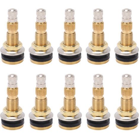 10 Stück Messing-Ventile für schlauchlose Traktorreifen (Flüssigluft), 1 7/8 Zoll (47,6 mm), TR618A, Ventilloch 0,625 Zoll (15,9 mm) - Crezuo