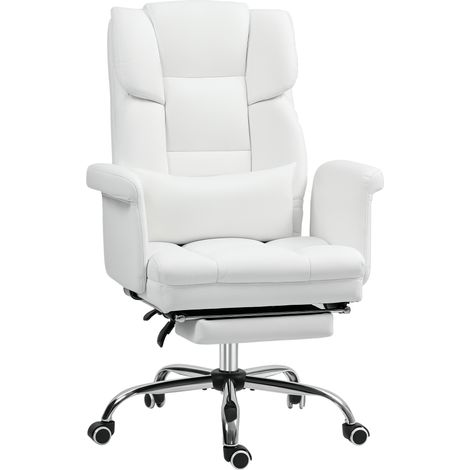Sedia da ufficio ergonomica, altezza regolabile 48 - 56 cm, schienale regolabile, poggiapiedi, bianca
