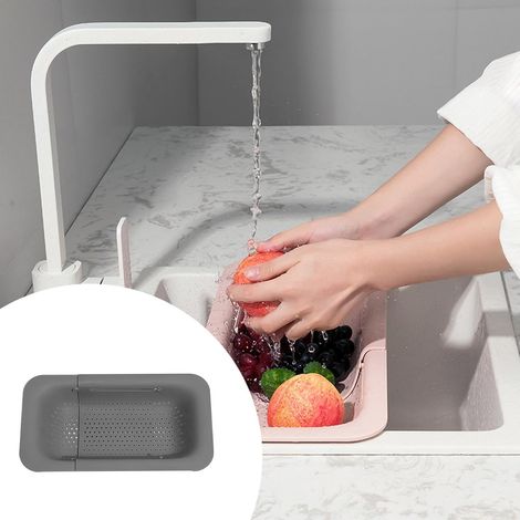 Passoire d'évier,passoire pratique plastique, pour fruits et légumes, extensible jusqu'à 50 cm pour une hygiène optimale en cuisine