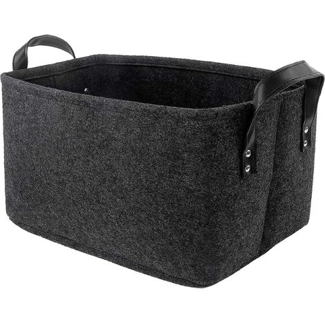 Grand panier de rangement en feutrine avec poignées, boîte pliable en tissu pour placard, vêtements, jouets, livres, organisateur de maison, boîte de stockage ouverte, récipient démontable pour armoir (1/4)
