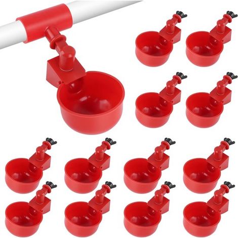 Lot de 12 abreuvoirs automatiques pour poulets, canards, oies et pigeons, système d'abreuvement simple et pratique pour volailles (1/5)