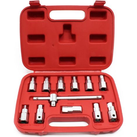 12-teiliger Ölablassschrauben-Steckschlüsselsatz, Schraubenschlüssel-Set, Werkzeug für Auto- und Kfz-Öl (1/5)