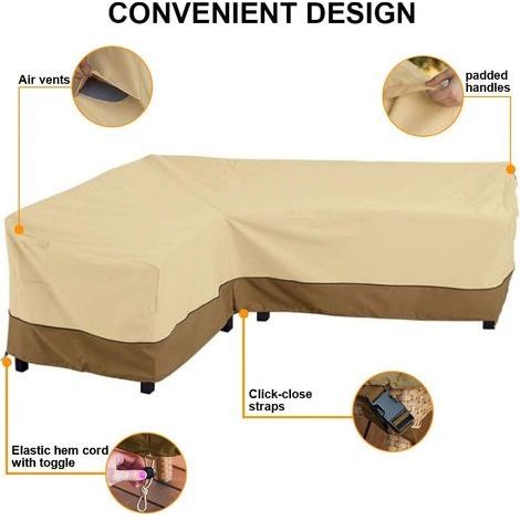 Eck-Gartenmöbelabdeckung, L-förmige Gartensofa-Abdeckung, Eck-Gartensofa-Abdeckung (210D-Links: 264/210 x 81 x 78 cm) (1/4)