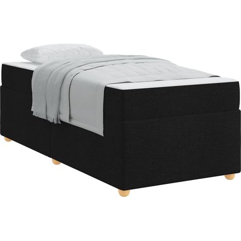 Lit simple  Lit adulte  Cadre de lit avec matelas Noir 80 x 200 cm tissu