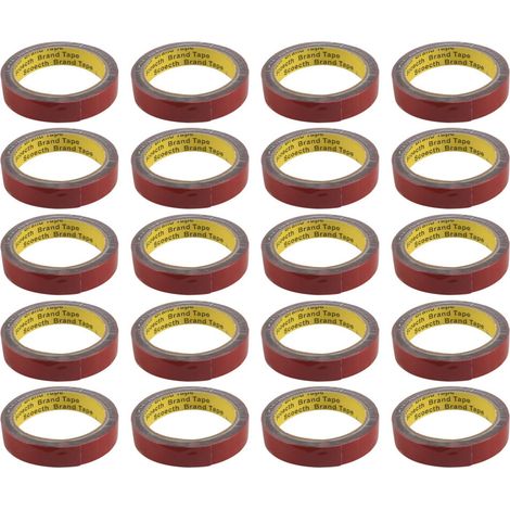 20 rollos de cinta adhesiva de espuma de doble cara, súper resistente y permanente para automóviles, color rojo, 20 mm x 3 metros.