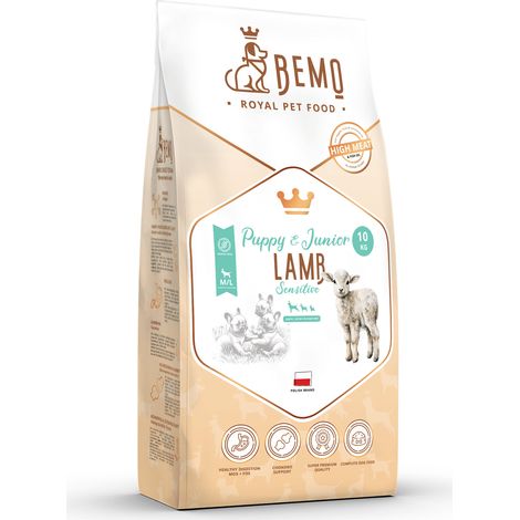 Bemo Puppy & Junior Sensitive Agnello - alimento secco ipoallergenico per cuccioli con agnello, 1 kg, per cani di taglia media e grande (M/L)