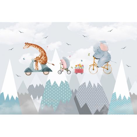 Papier peint panoramique Enfants - Animaux dans le Ciel - 130 cm x 88 cm (1/2)