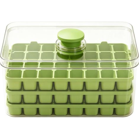 Secchiello per ghiaccio per congelatore, con coperchio e contenitore, 19 x 11,5 x 9,5 cm, set di 2 contenitori (1 secchiello per il ghiaccio e 1 paletta), ideali per cocktail, whisky e caffè, impilabi (1/5)