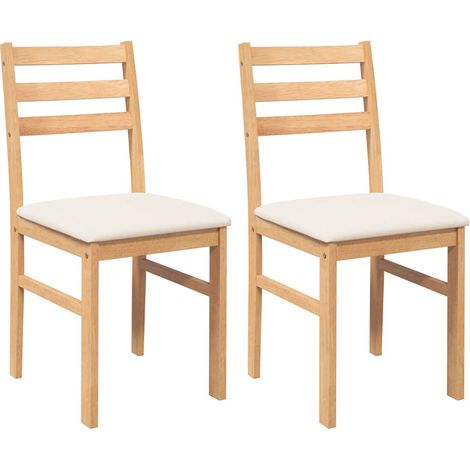 Lot de 2 Chaises à manger,Chaise de cuisine coussins bois massif caoutchouc CFW58210 (1/5)