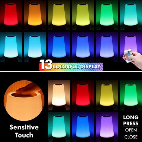 Veilleuse Tactile - Rechargeable USB - RGB Avec Télécommande - Pour Chambre Bureau Enfants - 1 Pièce (1/4)