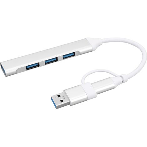 Hub USB-C multiport, adaptateur USB-C et USB vers 4 ports USB pour ordinateur portable, clavier, souris et clé USB. (1/5)