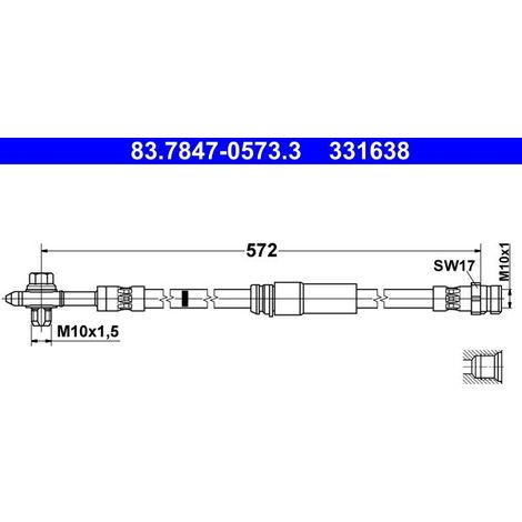 Flexible de frein ATE 83.7847-0573.3 VW 2K5 611 701