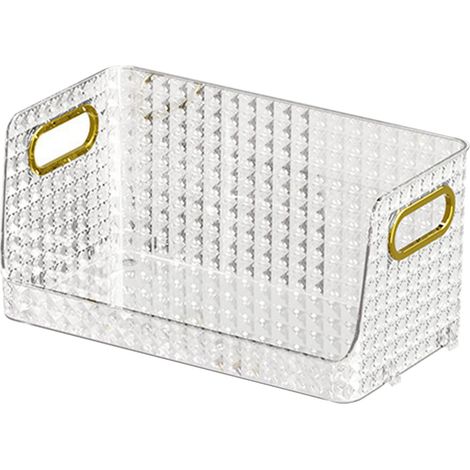Transparenter Kosmetik-Organizer in Gold, großes Fassungsvermögen mit stabilem Standfuß, geometrisches PET-Muster zur Aufbewahrung von Kosmetikartikeln (1/5)