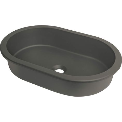 Lavabo in granito da incasso sottopasso ovale finitura antracite metallizzato 58,8x39 cm - Delia