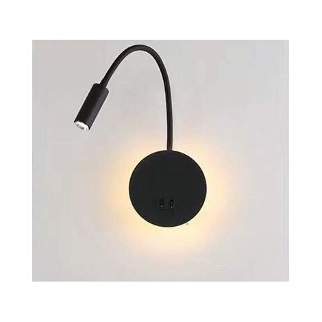 3W+7W LED Bedside Lamp Black Wall Lamp Reading Light Bedside Wall Lamp for Reading LED Modern Flexible Swan Reading Lamp Bedroom Wall Reading Light with Switch 3000K（220V）