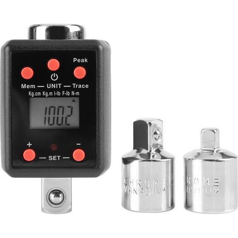 Adaptateur pour clé dynamométrique numérique 1/2" 10-200 Nm avec adaptateur pour douilles 1/4" et 3/8". (1/5)