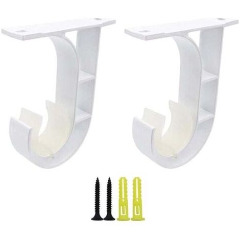 Lot de 2 supports de rideaux réglables, crochets de 20 à 24 mm, supports de tringle à rideaux robustes en aluminium avec vis pour rideaux ou armoires (blanc)