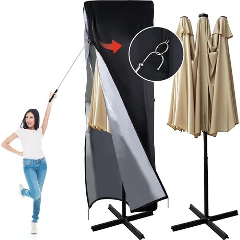 Patio Umbrella Cover 420D Waterproof Outdoor Umbrella Cover Suitable for Double Sided Umbrellas Large Garden Parasol Cover (180x70x70cm) (1/5)
