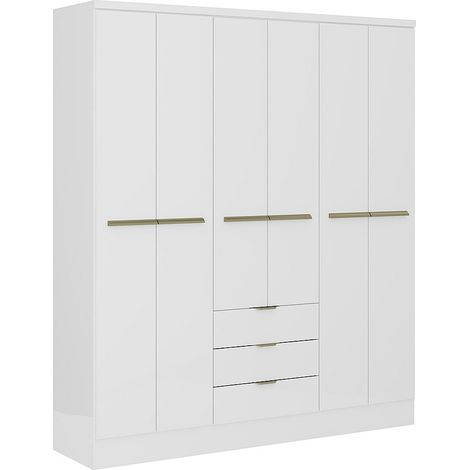 Armadio 6 ante e 3 cassetti L180 cm Bianco - PEROLI
