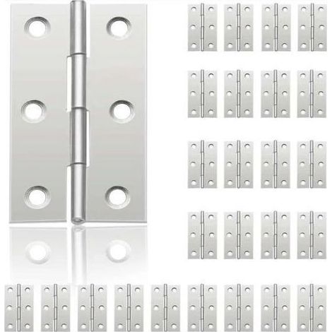24Pcs Petit Charnières pour Portes, Charnière Inox, DIY Charnières de Portes pour Porte Placard Charnière Piano Boîtes à bijoux La Maison Meubles Matériel Armoire(44mm30mm) (1/4)