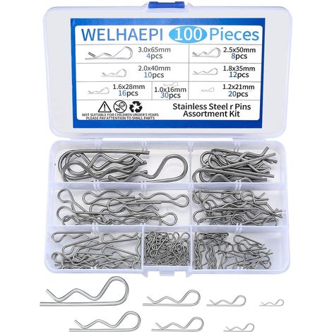 100 Pcs Goupilles Fendues Set, R Clips Acier Inox (1/5)