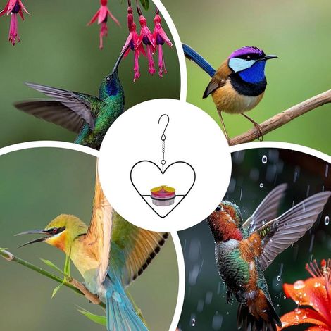 Heart Shaped Bird Feeder 3-Pack Multi-Position Hanging Yard Bird Feeding Supplies