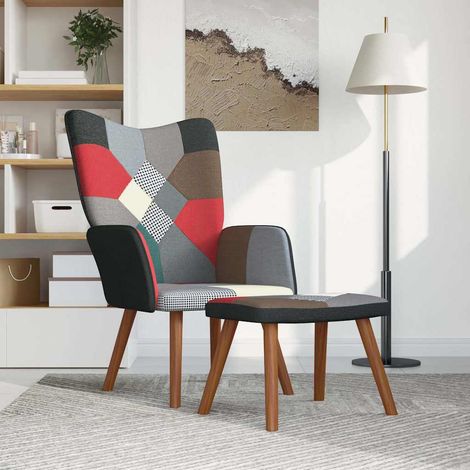 Maison Exclusive - Poltrona Relax con Poggiapiedi in Tessuto Patchwork (1/5)