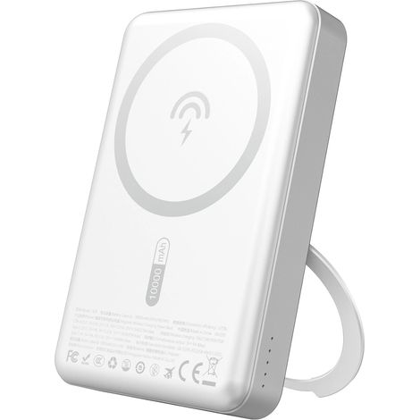 Batería externa Dudao K28 de 10000 mAh PD 22,5 W MagSafe con carcasa metálica y soporte de anillo - Plateada