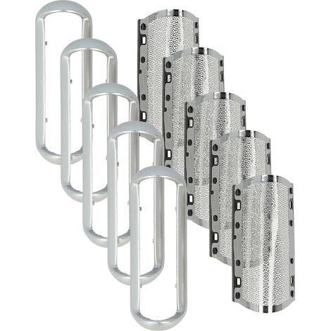 vhbw 5x Scherfolie kompatibel mit Braun PocketGo 370, 570 5608, 575, 555, 550 Elektrorasierer + Rahmen, silber