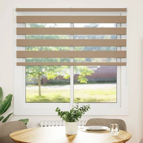 Maison Exclusive - Store zèbre marron sable largeur du tissu 145,9 cm polyester