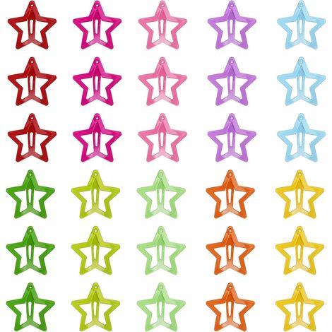 Lot de 30 Pinces à Cheveux Étoiles Colorées Antidérapantes, Accessoires Kawaii pour Filles et Femmes (1/5)