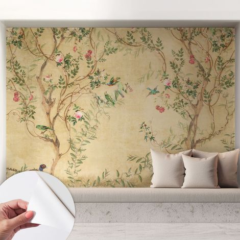 Papier peint autocollant avec imprimé décoratif pour salon et chambre à coucher Installation facile Accents floraux 208x146 cm (1/5)