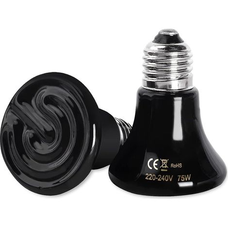 Ln-e27 75w Ampoule Cramique Chauffante Lampe Blanche De Chauffage En Céramique 220-240v Lampe Infrarouge Chauffante Pour Poussin Reptile Tortue Chiot- (1/5)