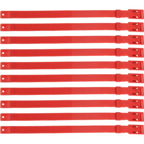 10 Pieces 23 Inch PU Goat Collar Adjustable Livestock Collar for Farm Animals Cow Horse Sheep Color Identification Collar (Red)