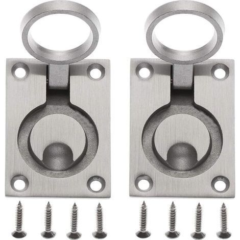 2 Pack Hatch Locker Handles, Concealed Stainless Steel Handles with Mounting Screws, 62 x 44mm (1/5)