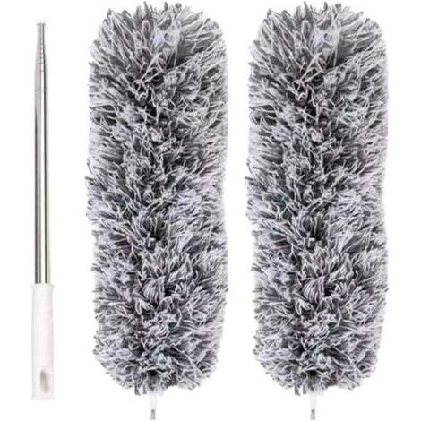 Plumeau Extensible en Microfibre avec Perche Télescopique en Acier 110 Po, Tête de Nettoyage Pliable, Plumeau de Plafond Lavable (1/4)