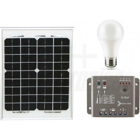 Alpha elettronica kit fotovoltaico 15w 12v con regolatore e lampada led kit10-sb kit15-sb