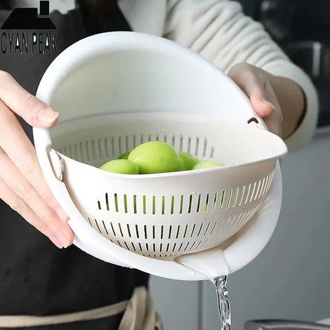 Cesta de silicona de doble drenaje para cocina, cesta de almacenamiento para lavar tazones, coladores, escurridor de tazones, herramienta para limpiar verduras (1/5)