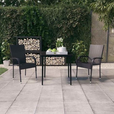 vidaXL 3 Piece Garden Dining Set Black (1/5)